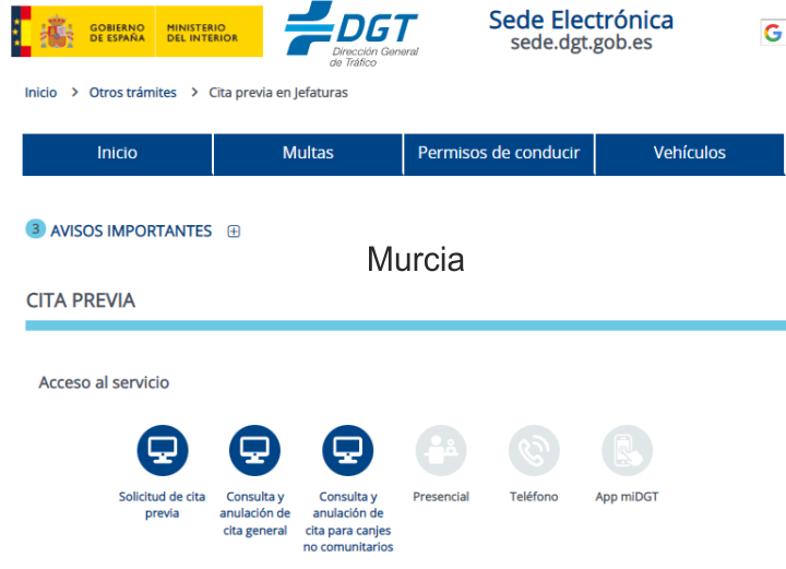 cita previa DGT Murcia