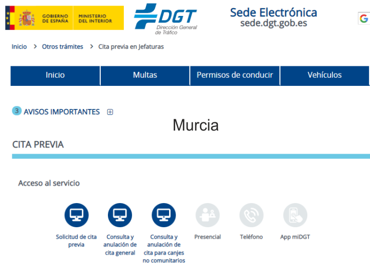 cita previa DGT Murcia