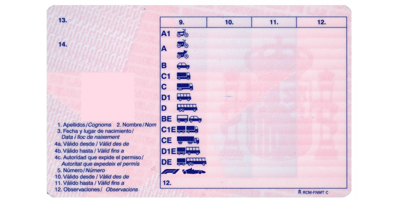 tipos carnet conducir